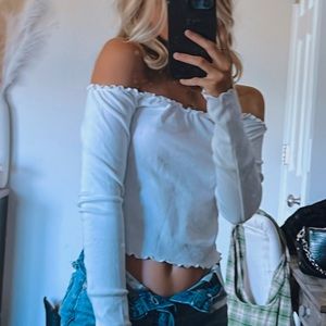 white off the shoulder crop top